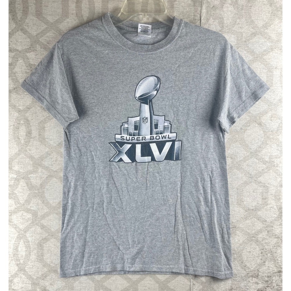 Gildan Super Bowl XLVI Patriots Rob Gronkowski 87 T-Shirt Small Grey Graphic Tee